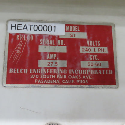 Belco ST Heat Shrink Tunnel Conveyor 240V 1Ph 27.5A 0-31FPM 18" x 11" Entry