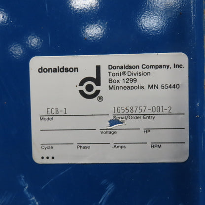 Torit ECB-1 5Hp 208-220/480V 3Ph Backdraft Booth Dust Collector 4500CFM Tested