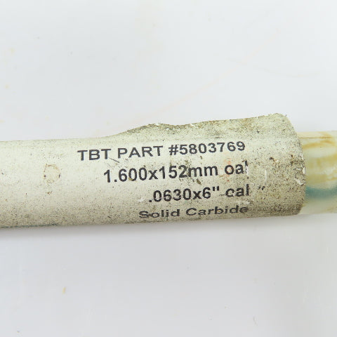 TBT 5803769 Solid Carbide Single Flute Gun Drill 0.0630" x 6.0"