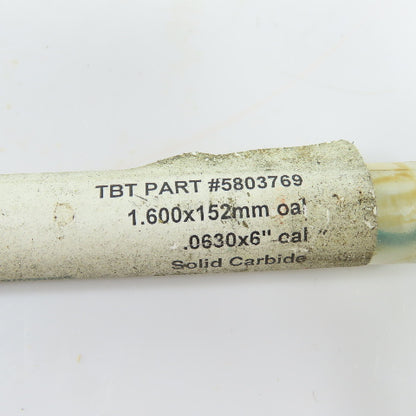 TBT 5803769 Solid Carbide Single Flute Gun Drill 0.0630" x 6.0"