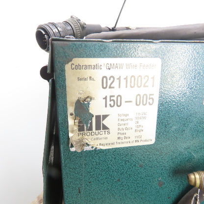 MK Cobramatic 150-005 GMAW Wire Feeder Push-Pull w/ Cobra Gun Whip 115VAC 1Ph