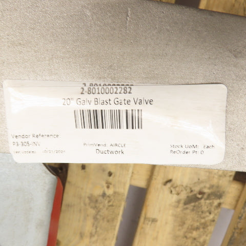P3-305-INV 2-8010002282 20" Galvanized Blast Gate Manual