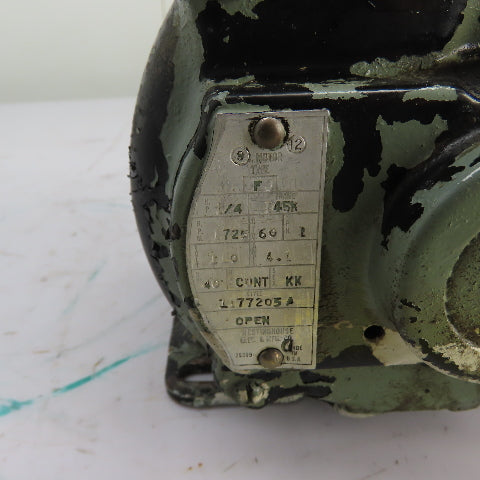 Westinghouse 1177205A 1/4HP Electric Motor 1725RPM 1Ph 110V 145K Frame