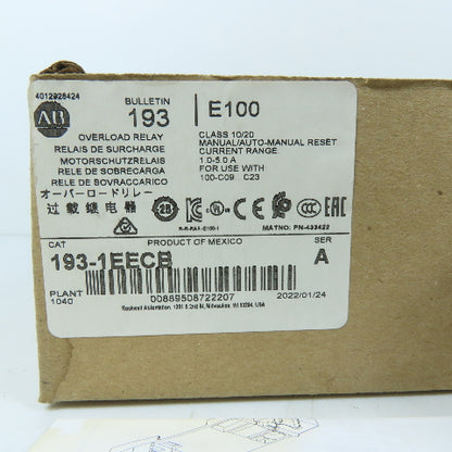 Allen-Bradley 193-1EECB Overload Relay 1-5A Class 10/20 Manual/Auto-Manual Reset