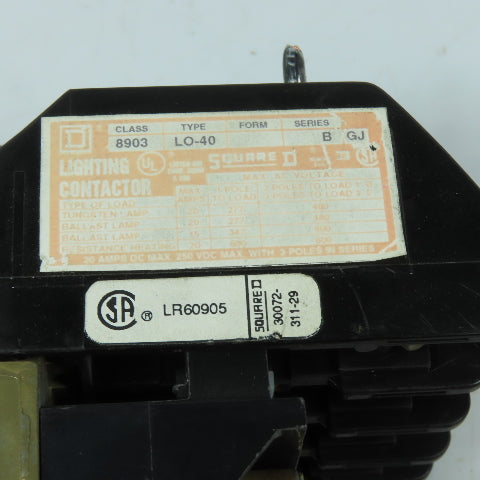 Square D 9998L44SFB 8903LO40 20A 4-Pole Lighting Contactor 120V Coil
