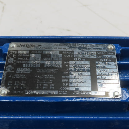 Elektrim 20NFM-3-2-18 2HP AC Electric Motor 230/460V 3Ph 145T Frame 1745RPM