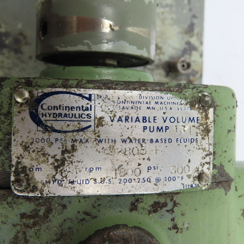 Continental Hydraulics 152803-F 181 8Gal Hydraulic Power Unit 230/460V 3Ph 6GPM