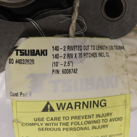 Tsubaki 6008742 140-2 Riveted Double Strand Roller Chain 70 Pitches 10ft - 2.5in