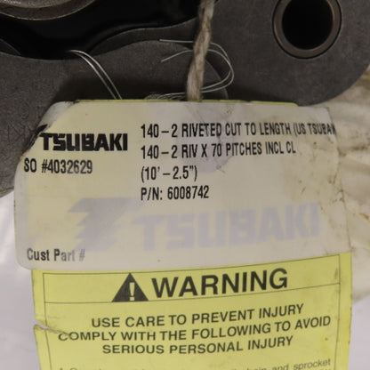 Tsubaki 6008742 140-2 Riveted Double Strand Roller Chain 70 Pitches 10ft - 2.5in