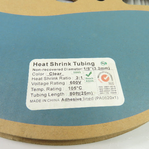 Chanzon PA0620x1 1/8" Adhesive-Lined Heat Shrink Tubing 3:1 600V (Partial Roll)