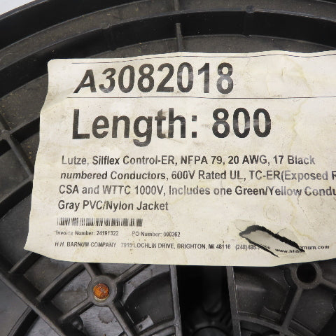 Lutze A3082018 20AWG 18-Conductor Control-ER Tray Cable Wire 600V 720'