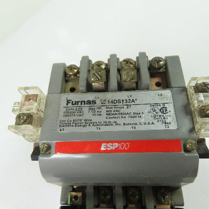 Furnas 14DS32A 600VAC 27A Motor Starter w/48ASD3M20 Overload Relay 120V Coil