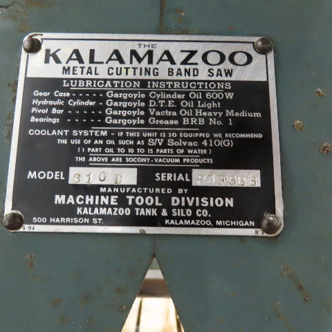 Kalamazoo 610 Metal Cutting Horizontal Band Saw 115/208-230V 1Ph 1/2Hp