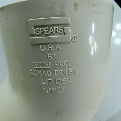 Spears 417 060 6" Schedule 40 45 Degree PVC Elbow Pipe Fitting