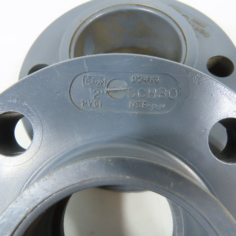 GSR 02467 2" Schedule 80 PVC Pipe Flange Fittings Lot of 2