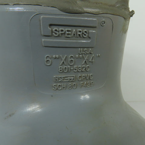 Spears 801-532C 6 x 6 x 3 Inch Schedule 80 CPVC Reducing Tee Fitting