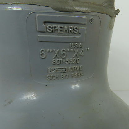 Spears 801-532C 6 x 6 x 3 Inch Schedule 80 CPVC Reducing Tee Fitting