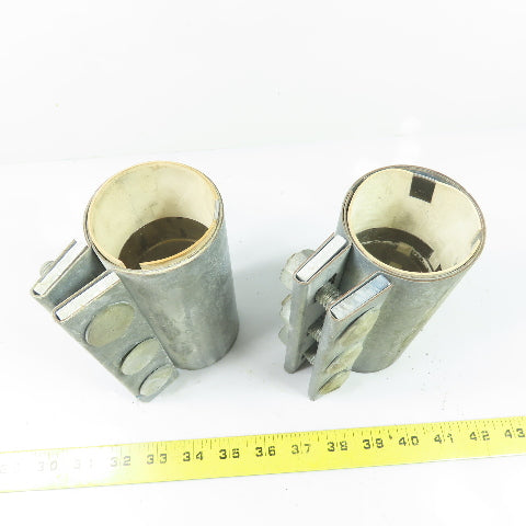2-1/2" Galvanized Compression Pipe Sleeve Coupling 3-Bolt 6" Tall Lot of 2