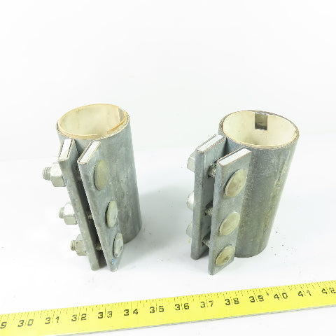 2-1/2" Galvanized Compression Pipe Sleeve Coupling 3-Bolt 6" Tall Lot of 2