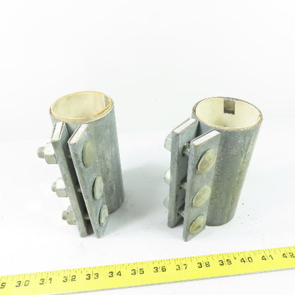 2-1/2" Galvanized Compression Pipe Sleeve Coupling 3-Bolt 6" Tall Lot of 2