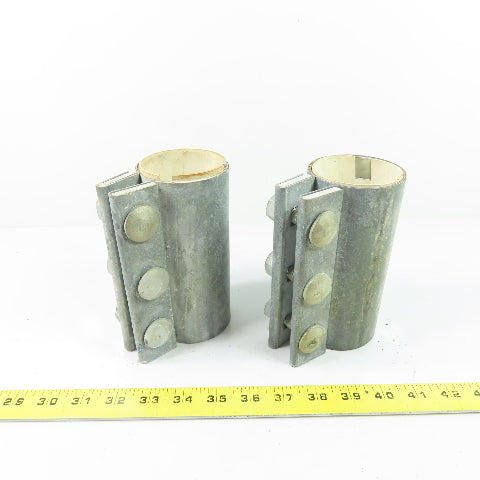 2-1/2" Galvanized Compression Pipe Sleeve Coupling 3-Bolt 6" Tall Lot of 2