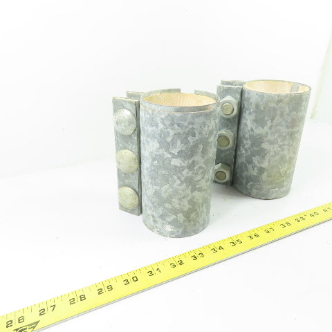 3" Galvanized Compression Pipe Sleeve Coupling 3-Bolt 6" Tall Lot of 2
