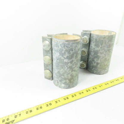 3" Galvanized Compression Pipe Sleeve Coupling 3-Bolt 6" Tall Lot of 2