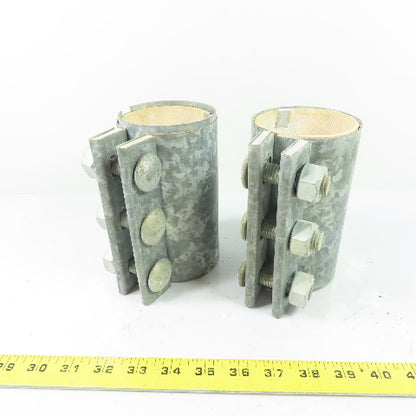 3" Galvanized Compression Pipe Sleeve Coupling 3-Bolt 6" Tall Lot of 2