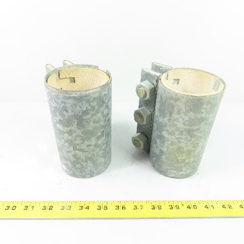3" Galvanized Compression Pipe Sleeve Coupling 3-Bolt 6" Tall Lot of 2