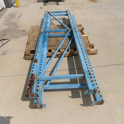 28" x 106" Tall Tear Drop Style Pallet Racking Uprights Lot Of 2