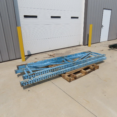 28" x 106" Tall Tear Drop Style Pallet Racking Uprights Lot Of 2
