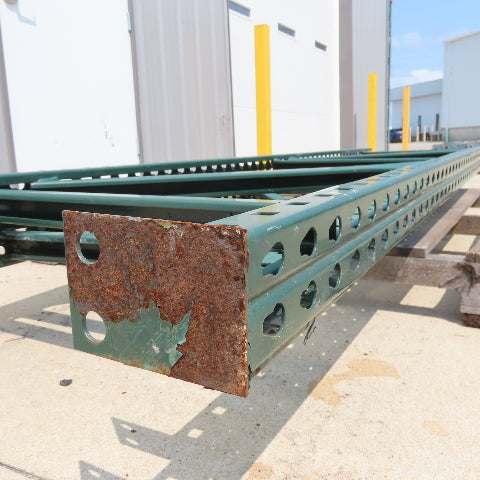24" x 96" Tall Interlake Style Tear Drop Pallet Racking Uprights Lot Of 2