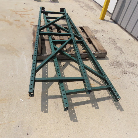 24" x 96" Tall Interlake Style Tear Drop Pallet Racking Uprights Lot Of 2
