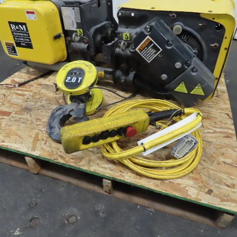R&M Spacemaster 2 Ton Wire Rope Hoist 10' Lift 20/3.3FPM 460V W/ Power Trolley