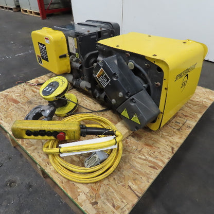 R&M Spacemaster 2 Ton Wire Rope Hoist 10' Lift 20/3.3FPM 460V W/ Power Trolley