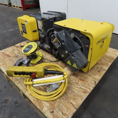 R&M Spacemaster 2 Ton Wire Rope Hoist 10' Lift 20/3.3FPM 460V W/ Power Trolley
