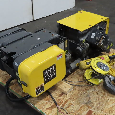 R&M Spacemaster 2 Ton Wire Rope Hoist 10' Lift 20/3.3FPM 460V W/ Power Trolley