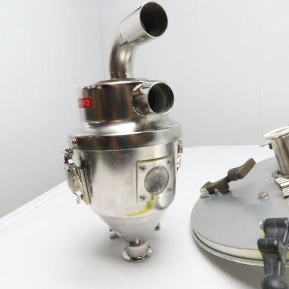 Bulk Powder Granule Unloader Funnel W/ Dust Extraction Hood & Level Sensor