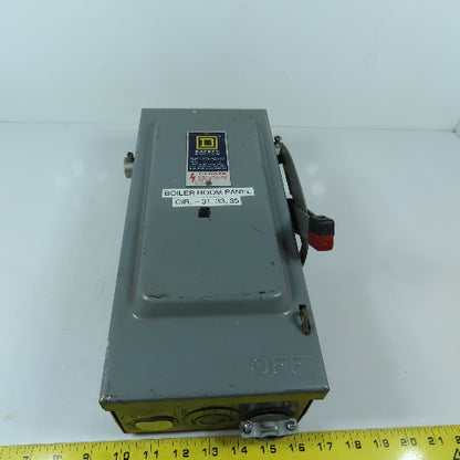 Square D H361 30A 3-Pole Fusible Safety Disconnect Switch 600V 3Ph