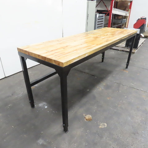 30"x 96" Butcher Block Work Bench Assembly Table 1-3/4" Thick 37" Adj. Height