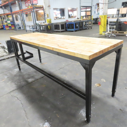 30"x 96" Butcher Block Work Bench Assembly Table 1-3/4" Thick 37" Adj. Height