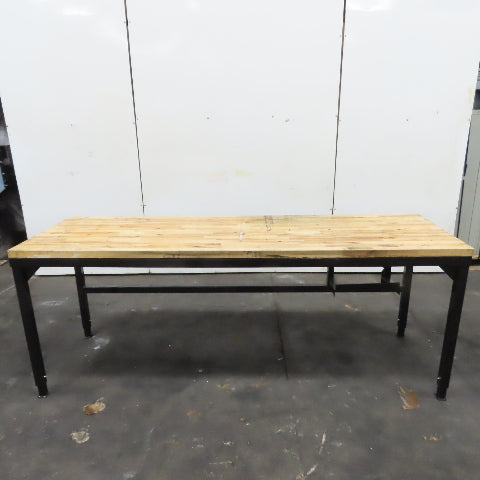30"x 96" Butcher Block Work Bench Assembly Table 1-3/4" Thick 37" Adj. Height