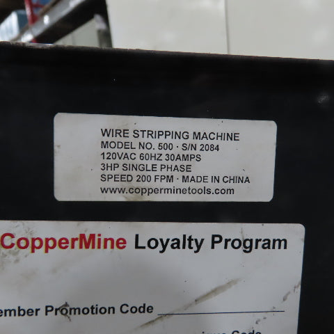 CopperMine Model 500 Automatic Electric Wire Stripping Machine 110/120V 1Ph