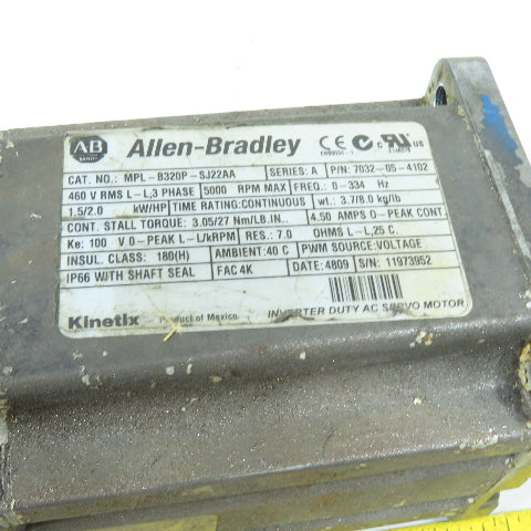 Allen-Bradley MPL-B320P-SJ22AA Inverter Duty AC Servo Motor 460V 5000RPM MAX