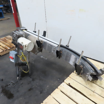 52"x5"Stainless Steel Tabletop Chain Slide Conveyor 230/460V 3Ph 3/4HP W/ Curve