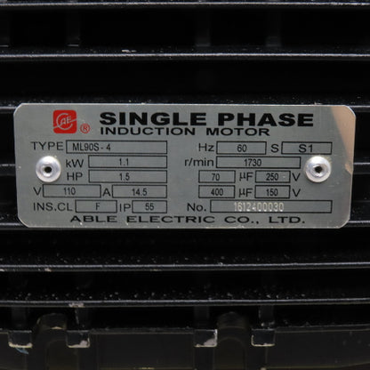 Able Electric ML90S-4 1.5HP Single Phase Induction Motor 110V 1730RPM