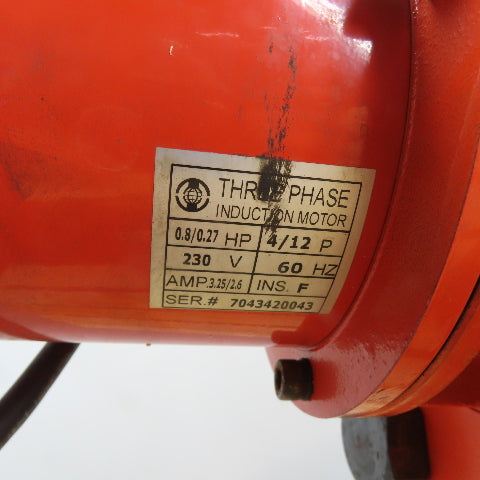 Hoist Motorized Power Trolley 230V 3Ph 0.8/0.27HP 4/12 P