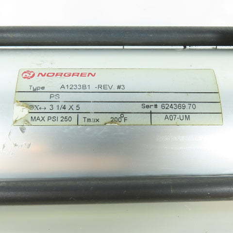Norgren A1233B1 3-3/4" Bore 5" Stroke Double Acting Air Cylinder 250PSI
