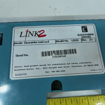Eurotherm Drives L5351 DeviceNet LinkCard Module Rev 2.1