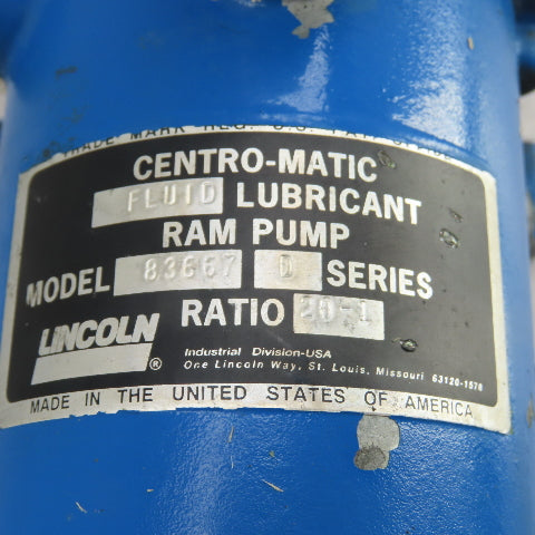 Lincoln 83667 Centro-Matic Fluid Grease Lubricant Ram Pump 20:1 Ratio